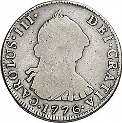 Large Obverse for 4 Reales 1776 coin