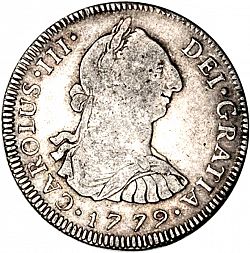 Large Obverse for 4 Reales 1779 coin