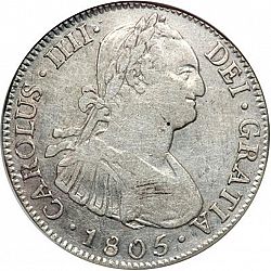 Large Obverse for 4 Reales 1805 coin