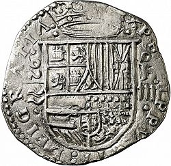 Large Obverse for 4 Reales 1592 coin