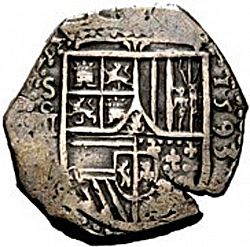 Large Obverse for 4 Reales 1593 coin