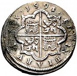 Large Reverse for 4 Reales 1591 coin