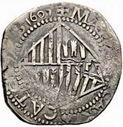 Large Reverse for 4 Reales 1607 coin