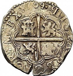 Large Reverse for 4 Reales 1609 coin