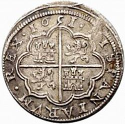 Large Reverse for 4 Reales 1651 coin