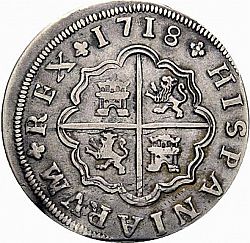 Large Reverse for 4 Reales 1718 coin