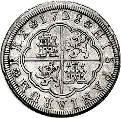 Large Reverse for 4 Reales 1728 coin