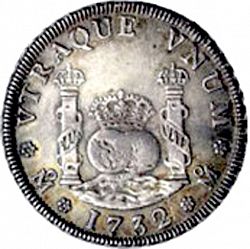Large Reverse for 4 Reales 1732 coin