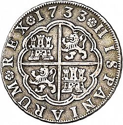 Large Reverse for 4 Reales 1733 coin