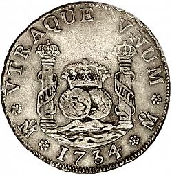 Large Reverse for 4 Reales 1734 coin