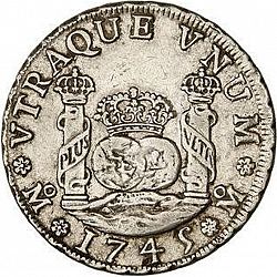 Large Reverse for 4 Reales 1745 coin