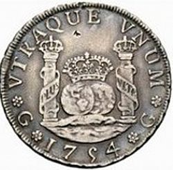 Large Reverse for 4 Reales 1754 coin