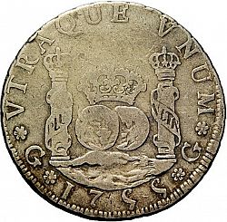 Large Reverse for 4 Reales 1755 coin