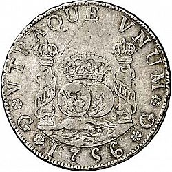 Large Reverse for 4 Reales 1756 coin