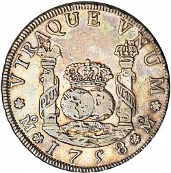 Large Reverse for 4 Reales 1758 coin