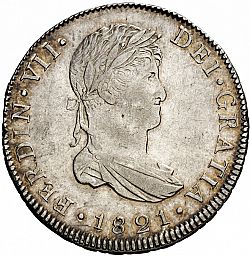 Large Obverse for 4 Reales 1821 coin