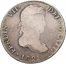 Large Obverse for 4 Reales 1821 coin