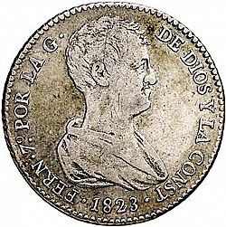 Large Obverse for 4 Reales 1823 coin