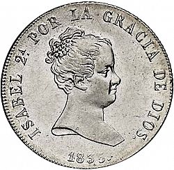 Large Obverse for 4 Reales 1835 coin