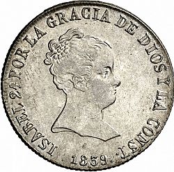 Large Obverse for 4 Reales 1839 coin