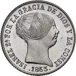 Large Obverse for 4 Reales 1853 coin