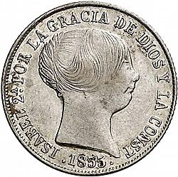Large Obverse for 4 Reales 1855 coin