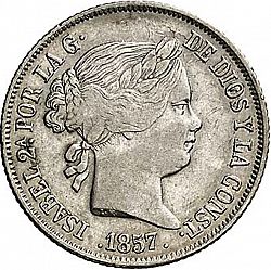 Large Obverse for 4 Reales 1857 coin
