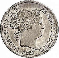 Large Obverse for 4 Reales 1857 coin