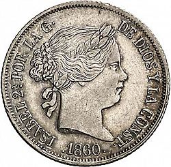 Large Obverse for 4 Reales 1860 coin