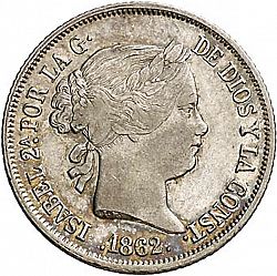 Large Obverse for 4 Reales 1862 coin
