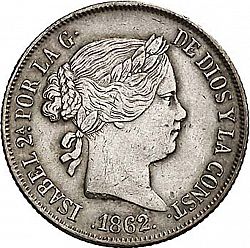 Large Obverse for 4 Reales 1862 coin