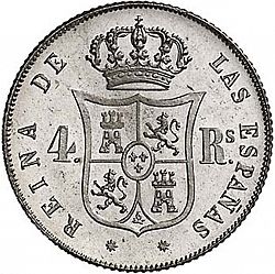 Large Reverse for 4 Reales 1853 coin