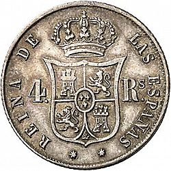 Large Reverse for 4 Reales 1854 coin