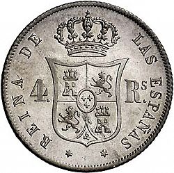 Large Reverse for 4 Reales 1864 coin