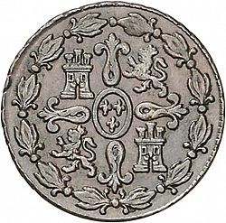 Large Reverse for 4 Maravedies 1775 coin
