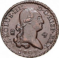 Large Obverse for 4 Maravedies 1797 coin