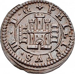 Large Obverse for 4 Maravedies 1617 coin