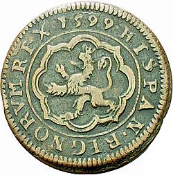Large Reverse for 4 Maravedies 1599 coin