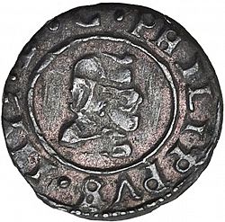 Large Obverse for 4 Maravedies 1664 coin