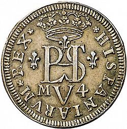 Large Obverse for 4 Maravedies 1710 coin