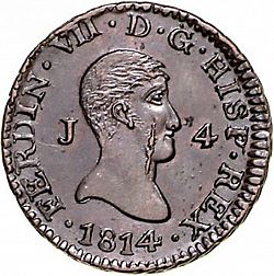 Large Obverse for 4 Maravedies 1814 coin