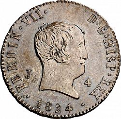 Large Obverse for 4 Maravedies 1824 coin