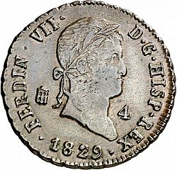 Large Obverse for 4 Maravedies 1829 coin