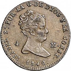 Large Obverse for 4 Maravedies 1840 coin