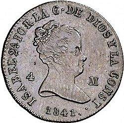Large Obverse for 4 Maravedies 1841 coin