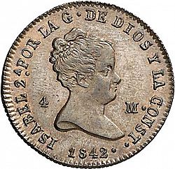 Large Obverse for 4 Maravedies 1842 coin