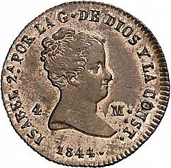 Large Obverse for 4 Maravedies 1844 coin