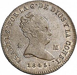 Large Obverse for 4 Maravedies 1845 coin