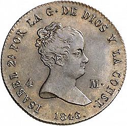 Large Obverse for 4 Maravedies 1846 coin