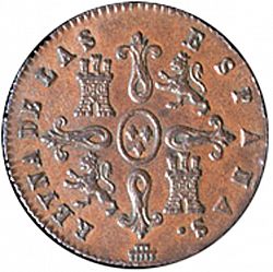 Large Reverse for 4 Maravedies 1844 coin